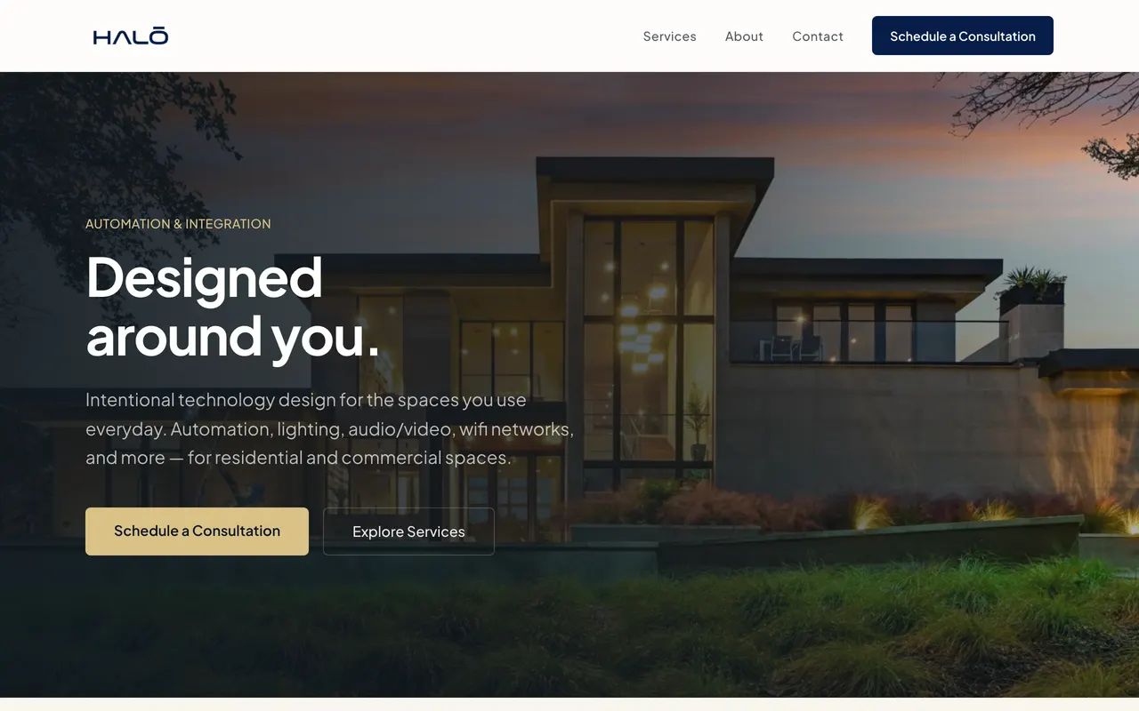 Homepage of the HALO Automation website